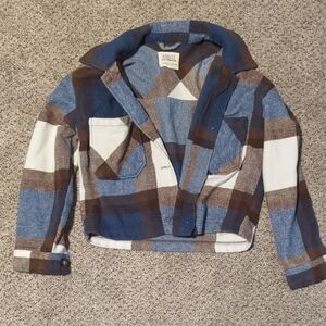 Ashley By 26 International Kids Plaid Jean Jacket in Blue and Brown